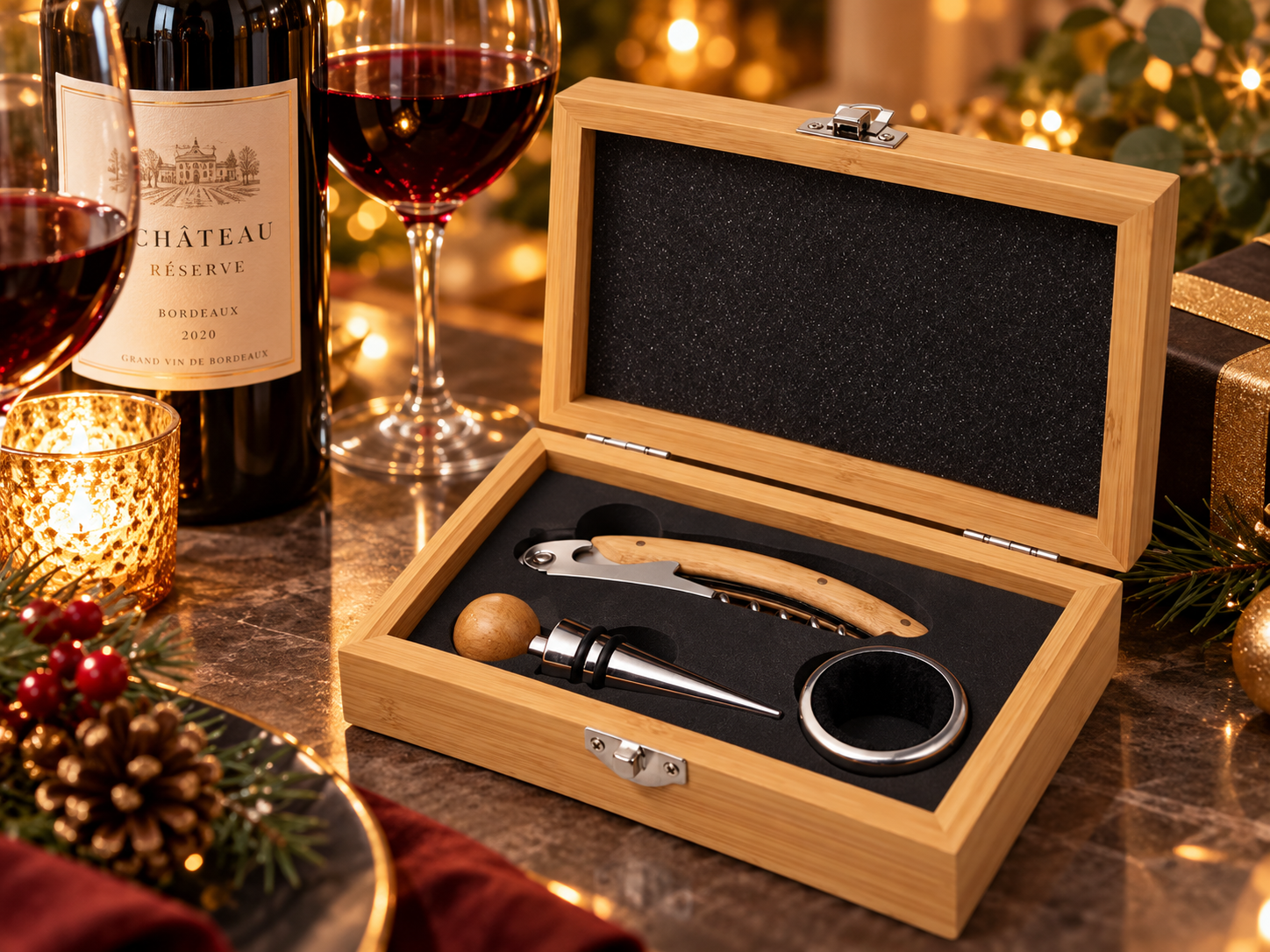 Feestelijke wijnset geschenk