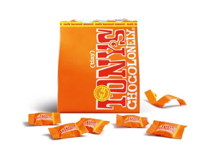 Chocolade Tiny Tony's Melk Karamel Zeezout Pouch (pouch 135g)