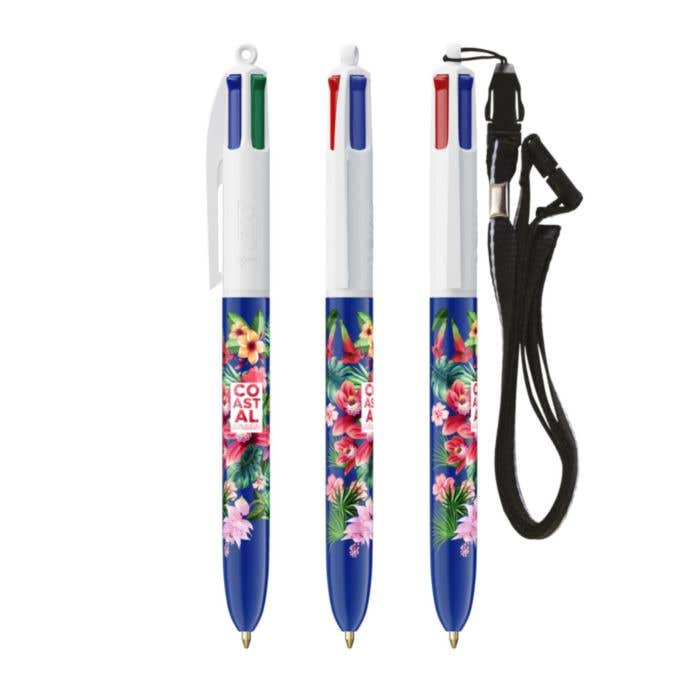 Stylo BIC 4-Colour + lanyard
