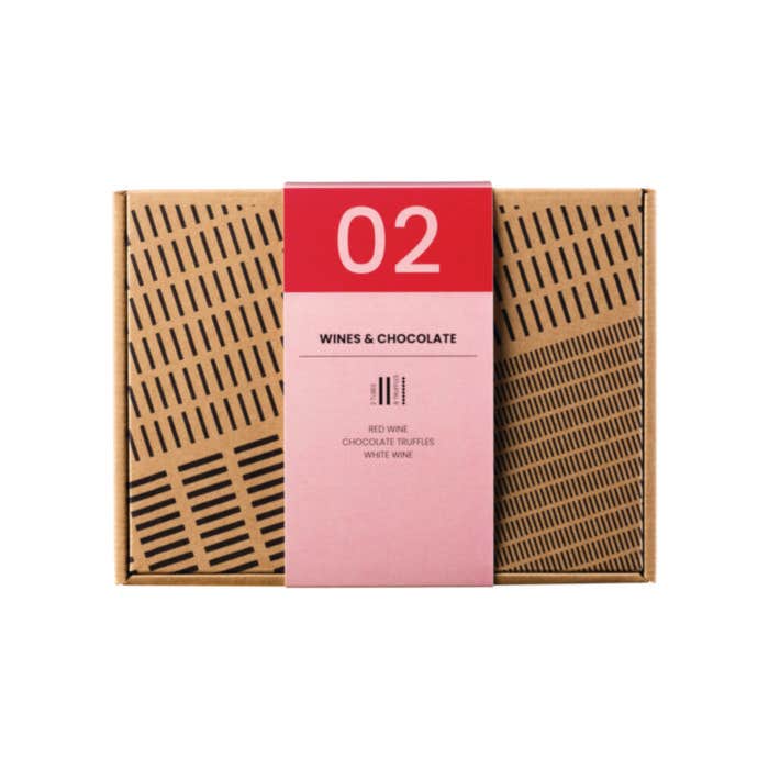 Coffret dégustation de 2 vins et 8 truffes