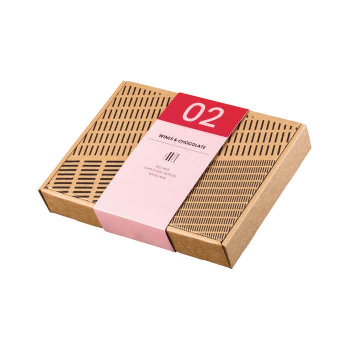 Coffret dégustation de 2 vins et 8 truffes