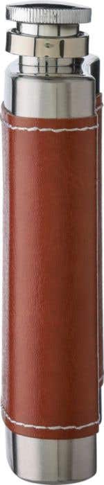 Heupfles Cedric | 100 ml | RVS | Kunstleren omhulsel