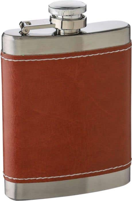 Heupfles Cedric | 100 ml | RVS | Kunstleren omhulsel