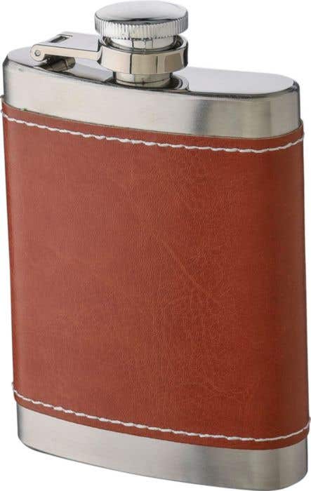 Heupfles Cedric | 100 ml | RVS | Kunstleren omhulsel