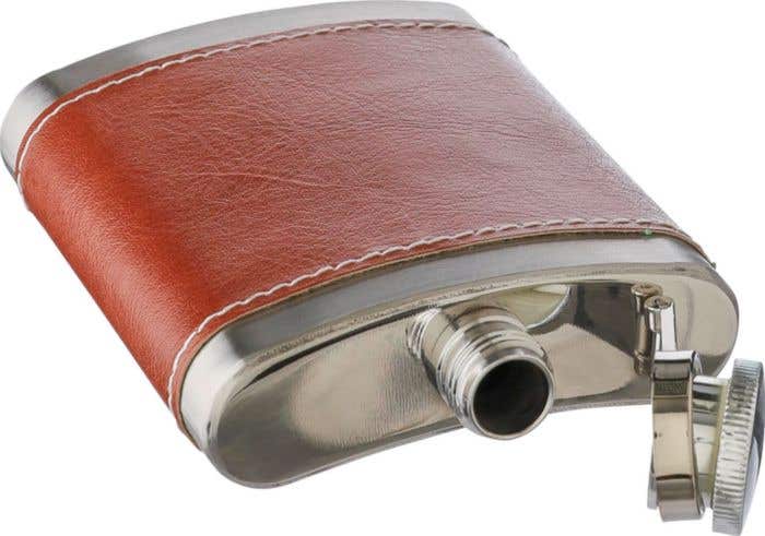 Heupfles Cedric | 100 ml | RVS | Kunstleren omhulsel