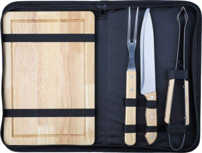 Set barbecue Kathleen | Inox | 4 pièces | Avec planche à découper