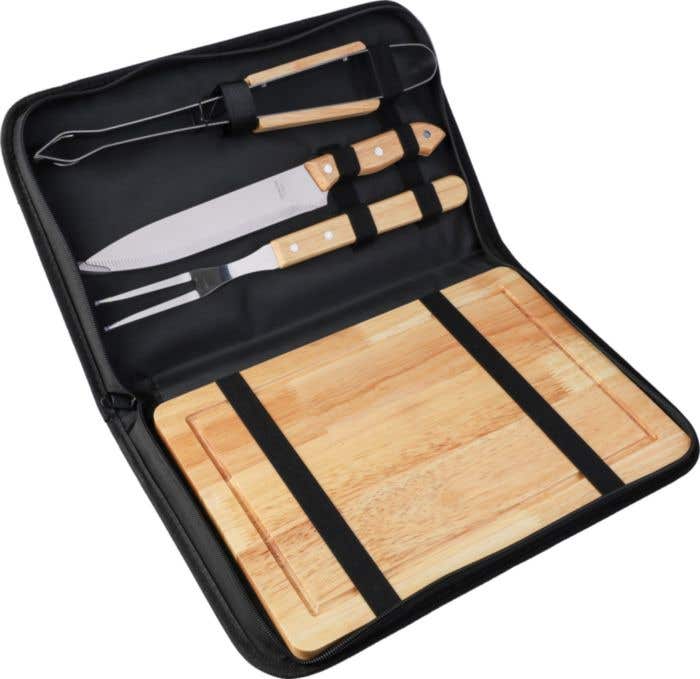 Set barbecue Kathleen | Inox | 4 pièces | Avec planche à découper
