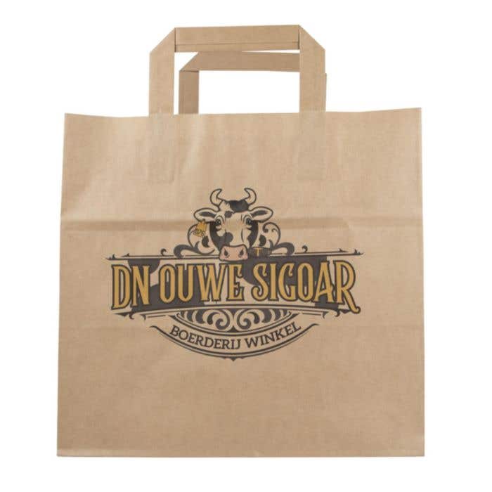 Papieren snacktas met gevouwen handvatten XL (A3) 32x17x28