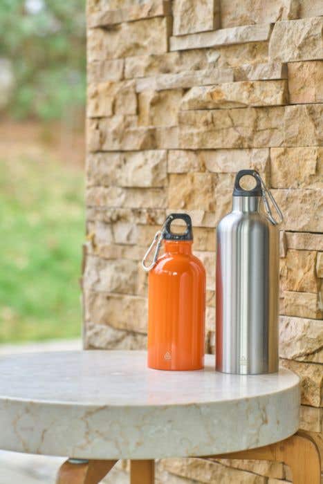 Gourde Sable | 400 ml | Inox recyclé | Simple paroi | Mousqueton