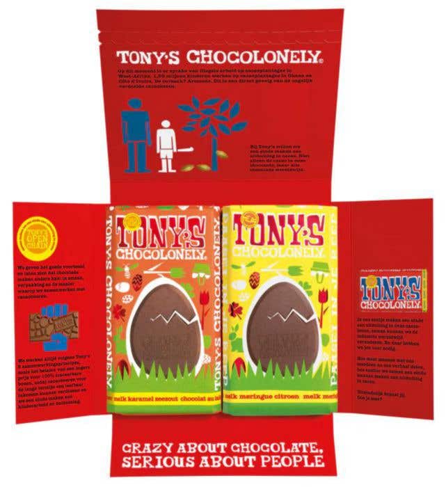 Tony's Chocolonely Paas duo-doosje (Karamel Zeezout + Blij met jou)
