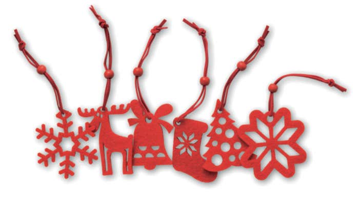 Set kerstboomhangers Rouge