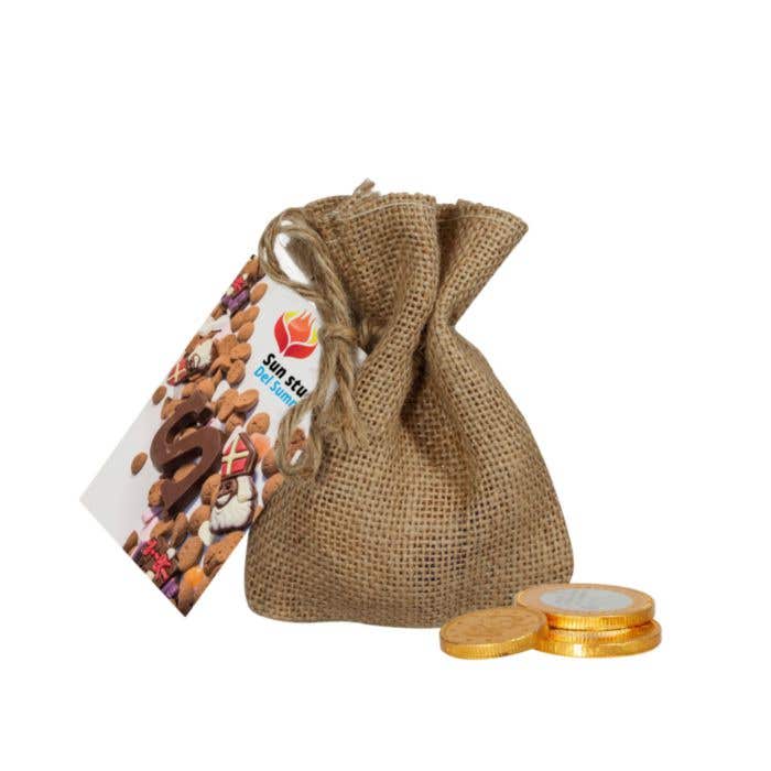 Sachet cadeau Jute Chocolate Coins 50g