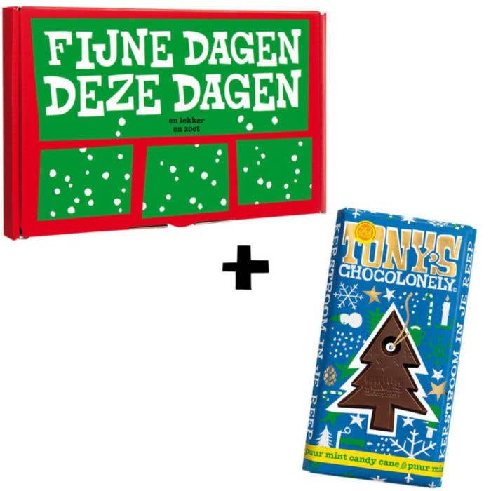 Giftbox Kerst Tony's Chocolonely 180 g (Puur mint candy cane)