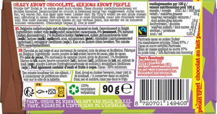 Chocoladereep Tony's Chocolonely 'Celebration' (180 g) Melk Pecan Crunch Karamel