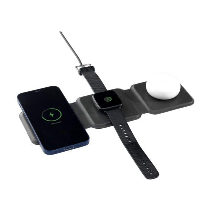 Draadloze oplader 3-in-1 | Gerecycled | Opvouwbaar