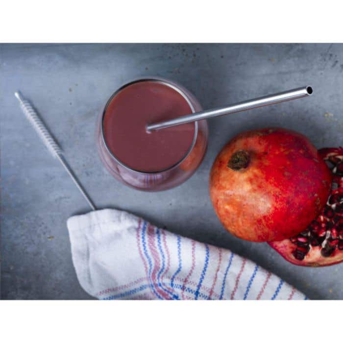 Paille | Inox | Avec brosse de nettoyage et pochette de rangement