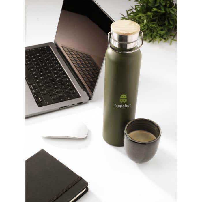 Drinkfles | Gerecycled RVS | 750 ml | Bamboe dop