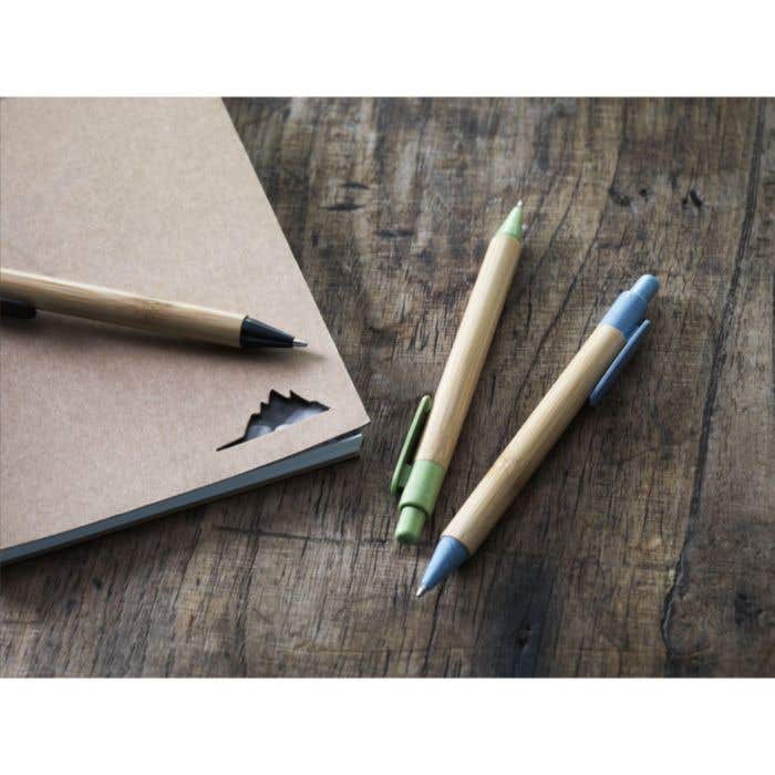 Stylo à bille | Bambou et paille de blé | Encre bleue