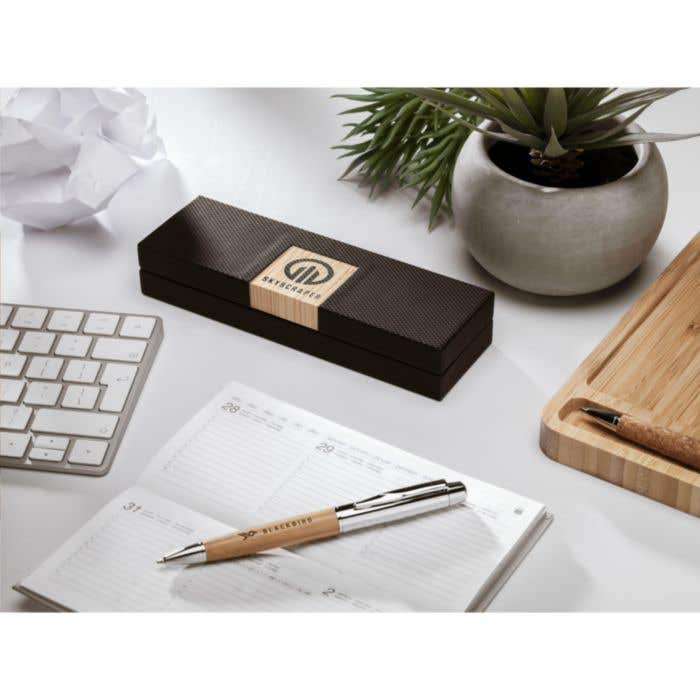 Ensemble de stylos | Bambou | Stylo à bille avec mécanisme rotatif