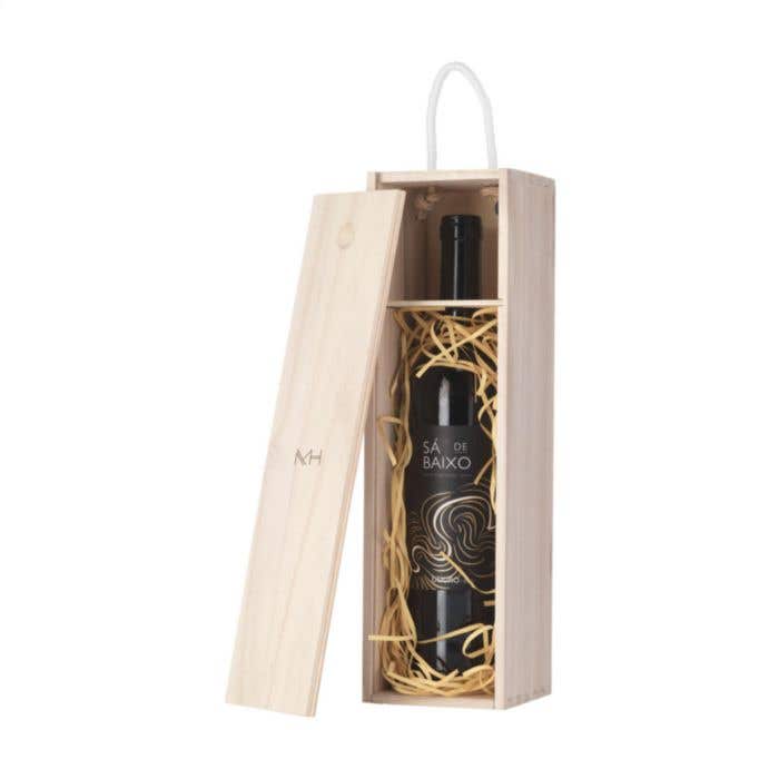 Coffret à vin | Bois de paulownia | 0,75 l | Couvercle coulissant