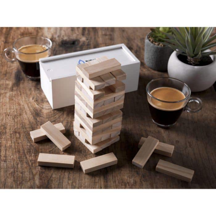 Jeu d'empilement | Bois | 48 blocs | Incl. boîte de rangement