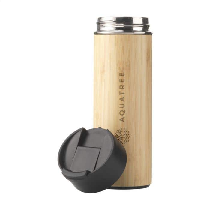 Thermosfles | Bamboe | 360 ml | Met theezeef