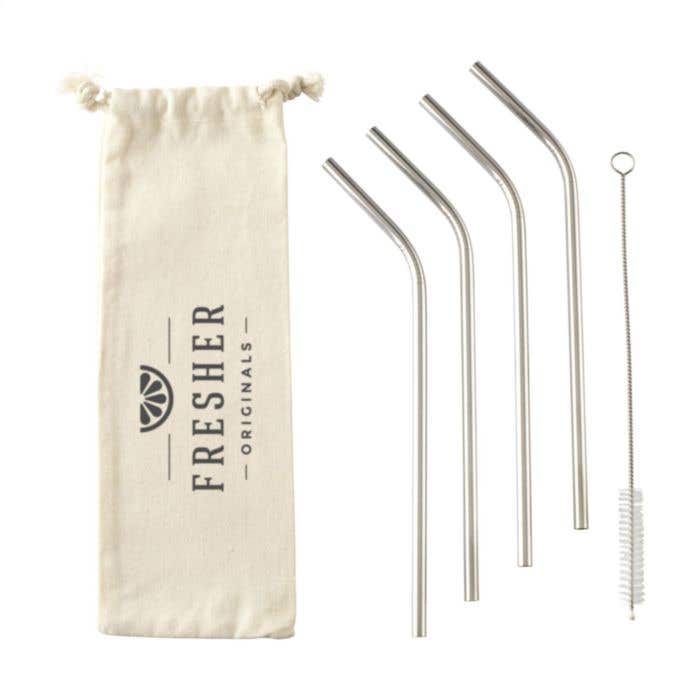Set de pailles | Inox | 4 pailles | Brosse incluse