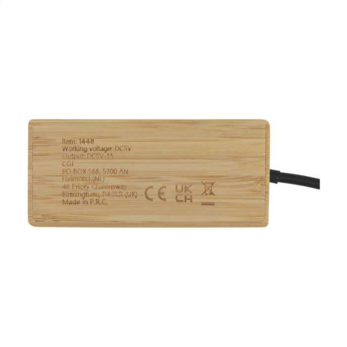 USB-hub | FSC® Bamboe | 1x USB-A + 3x USB-C