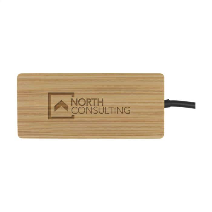 USB-hub | FSC® Bamboe | 1x USB-A + 3x USB-C