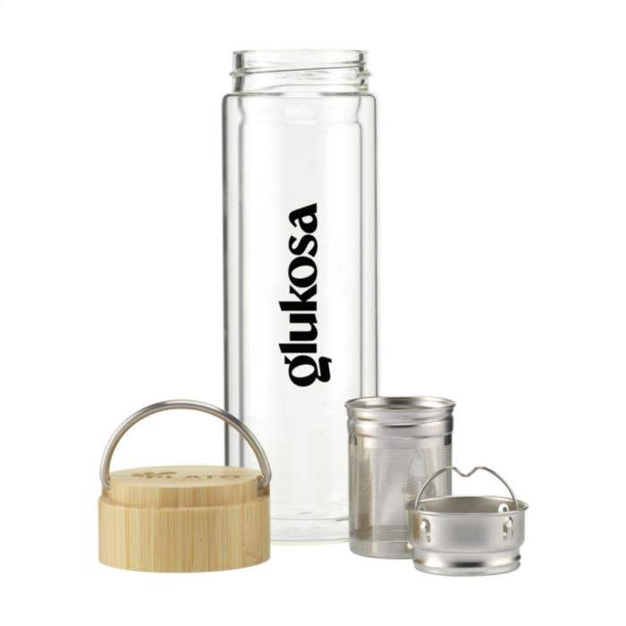 Drinkfles | Borosilicaatglas | 300 ml | Met theezeef