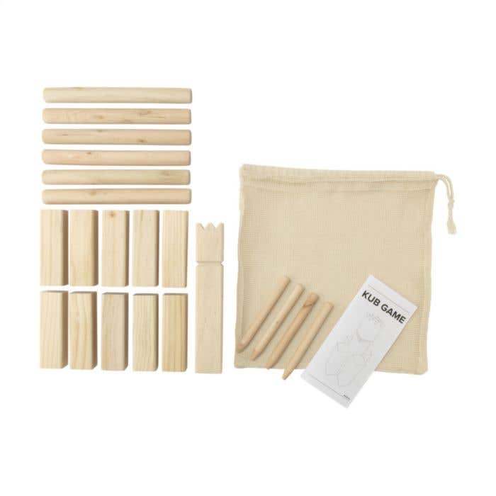 Kubb jeu de lancer | Bois | 21 pièces | Sac en coton