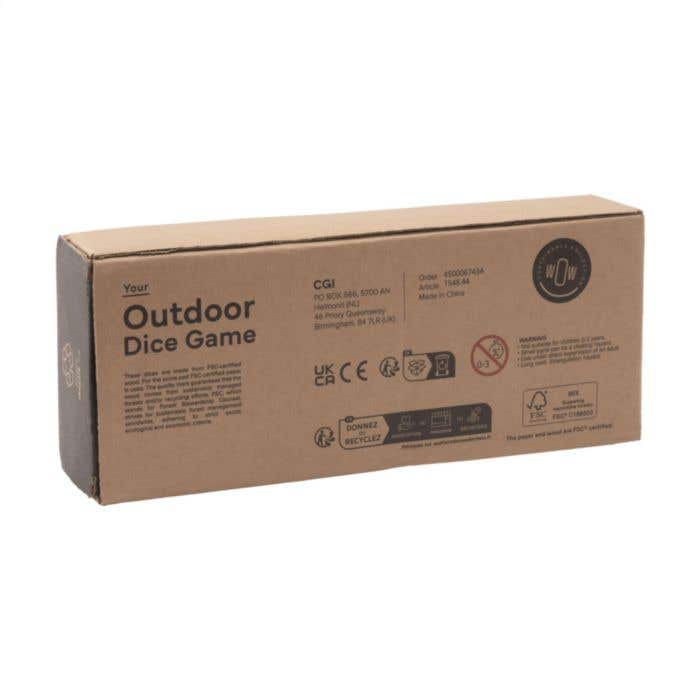 Jeu de dés | Bois FSC® | 5 dés | Avec sac de rangement