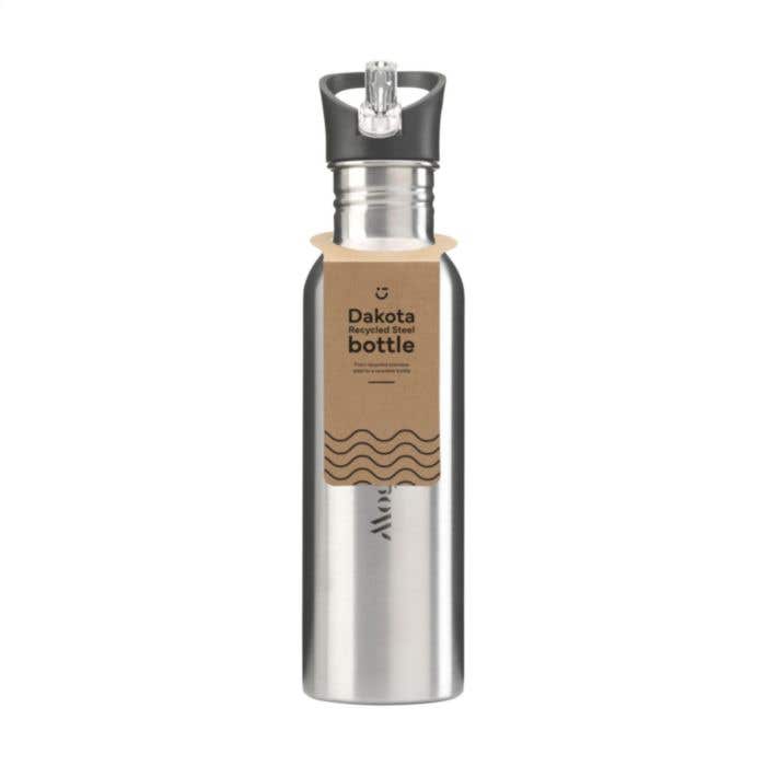Drinkfles | Gerecycled RVS | 750 ml | Met rietje