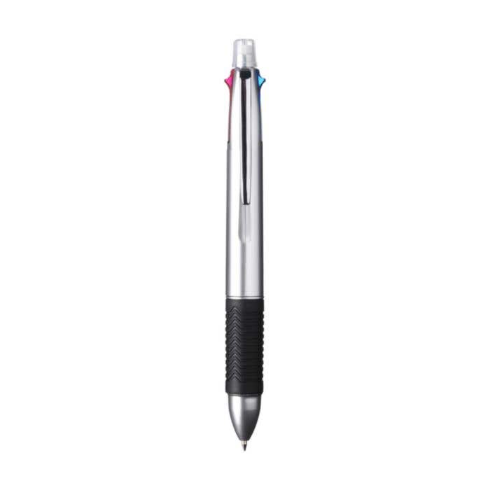 Stylo à bille 5-en-1 | 4 couleurs et porte-mine | Grip en caoutchouc