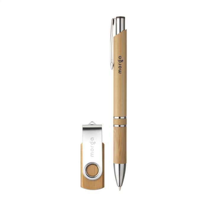 Coffret cadeau | Bambou | Stylo à bille et clé USB 8 Go