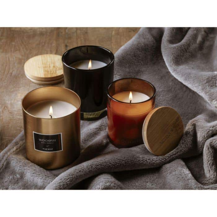 Wooosh Bougie parfumée White Lotus | Cire de soja | Couvercle en bambou