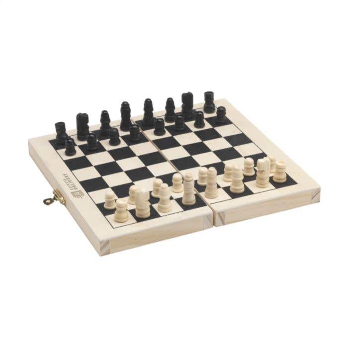 Spellenkist 3-in-1 | FSC® Dennenhout | Schaken, dammen en backgammon