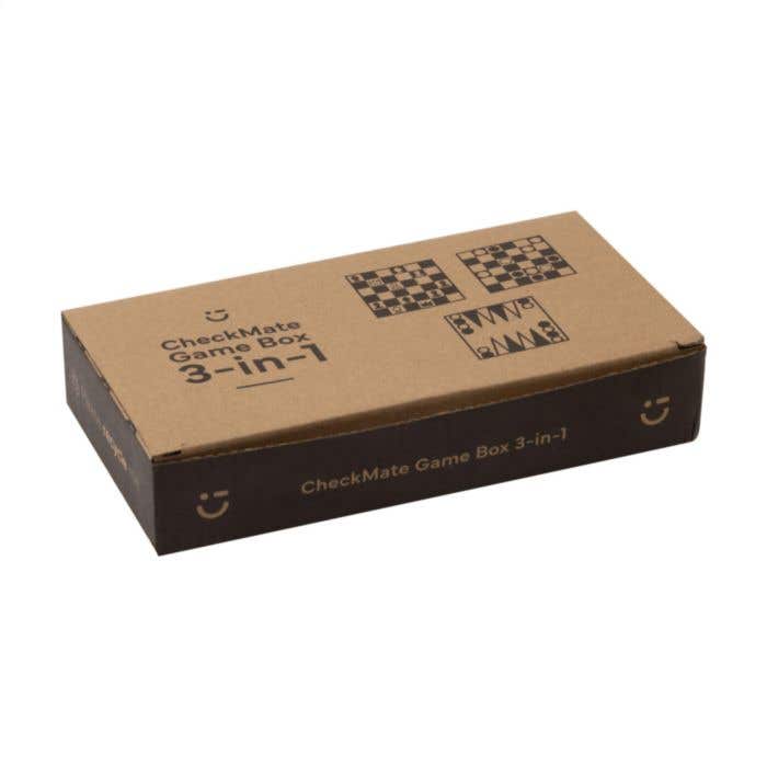 Coffret de jeux 3-en-1 | Bois de pin FSC® | Échecs, dames et backgammon