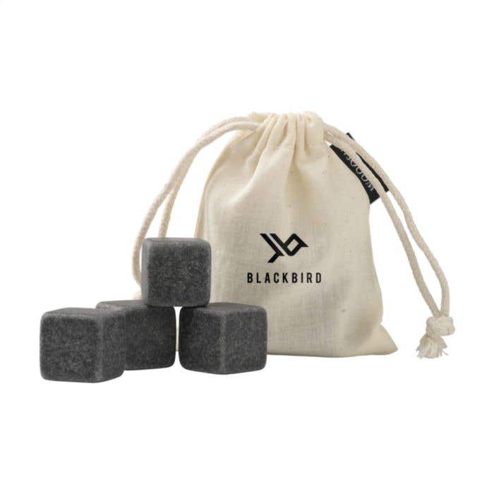 Ijsblokjes graniet | Herbruikbaar | Set van 4 | Met pouch