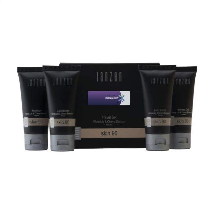JANZEN Set de voyage Skin 90 | 4 x 40 ml | Gel douche, lotion corporelle, shampooing et après-shampooing