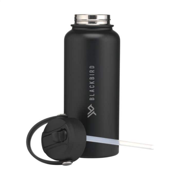 Bouteille isotherme | Acier inoxydable recyclé | 900 ml | Paille pliable