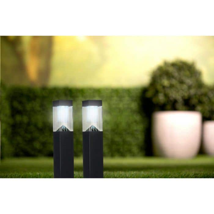 Grundig Lampe LED solaire | Acier inoxydable | Interrupteur crépusculaire automatique