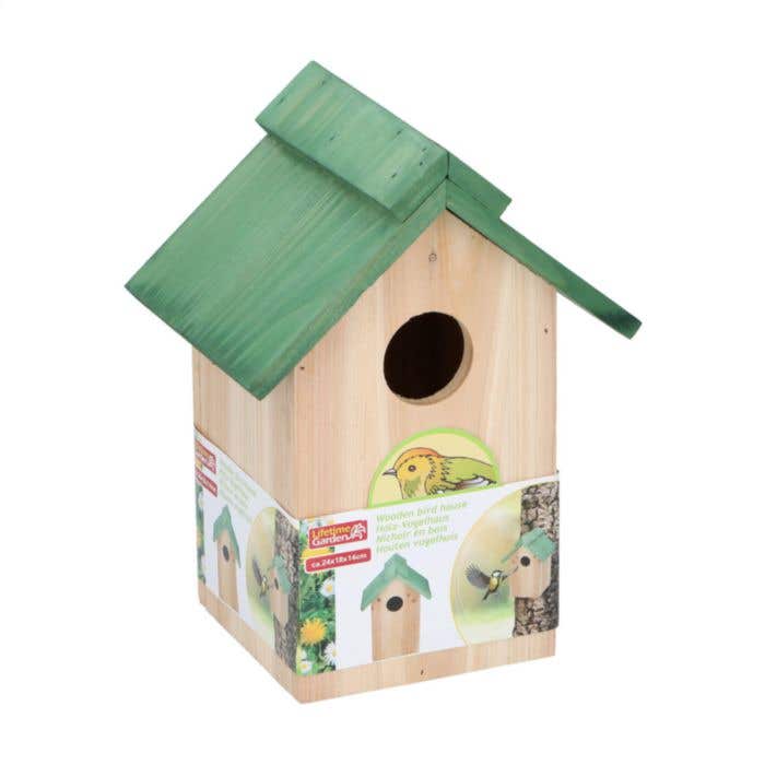 Nichoir à oiseaux | Bois de pin | Toit vert