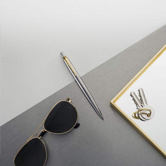 Parker Balpen Jotter | Blauwe inkt | Gerecycleerd RVS
