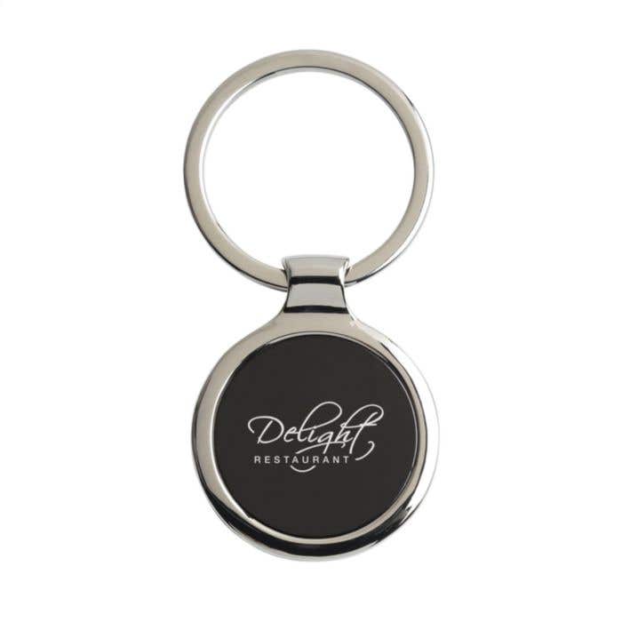 Porte-clés KeyTag Circle | Nickel | Inlay noir