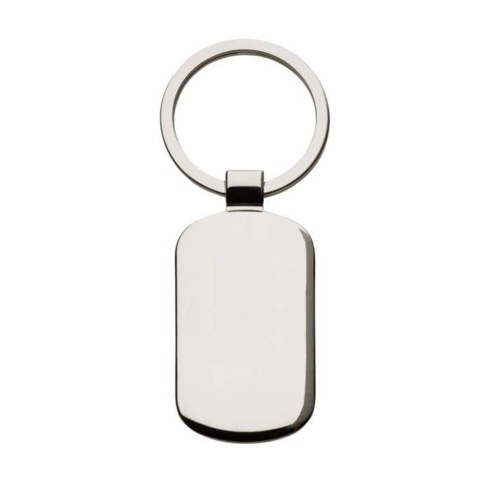 Sleutelhanger | Nikkel | Rechthoekig | Zwarte inlay