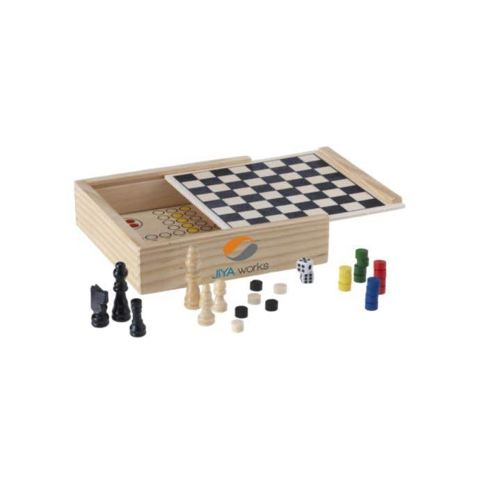 Spellenkist | Hout | 5 klassieke spellen