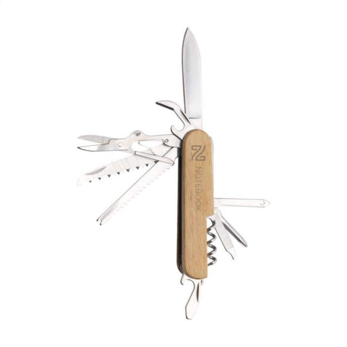 Couteau de poche | Bois | 8 outils | 11 fonctions