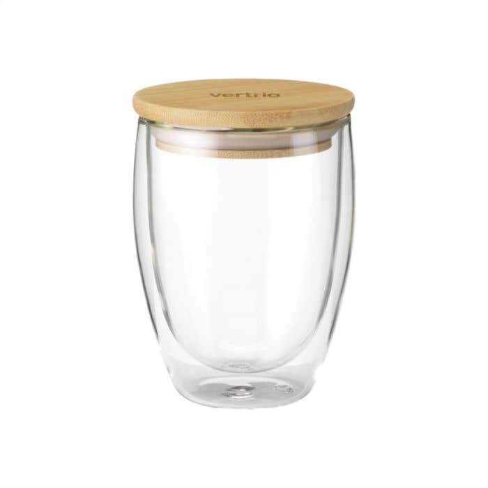 Verre double paroi | Couvercle en bambou | 350 ml