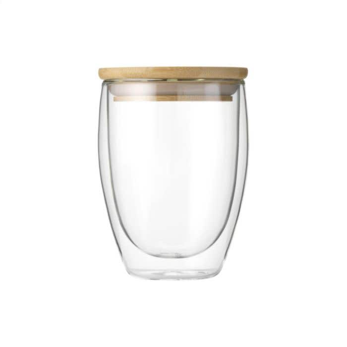Verre double paroi | Couvercle en bambou | 350 ml